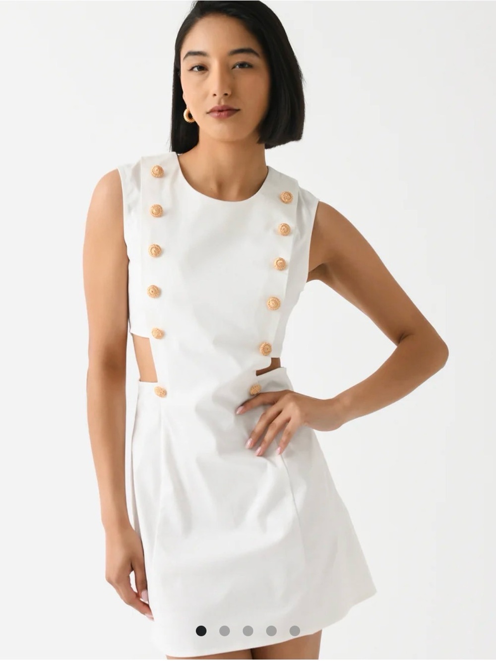 My Beachy Side White Cutout Dress with Buttons